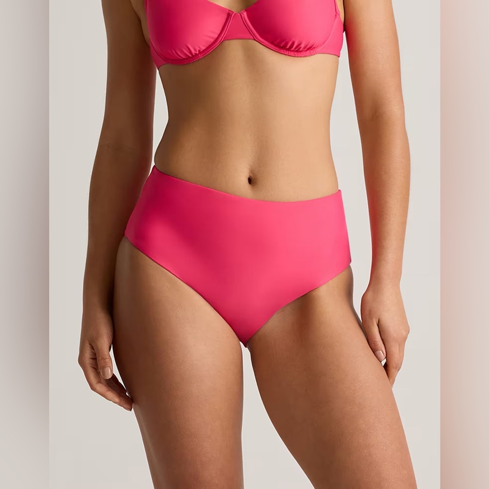NWT Quince Italian High Rise Hibiscus Pink Bikini Bottom Swimwear XS and S